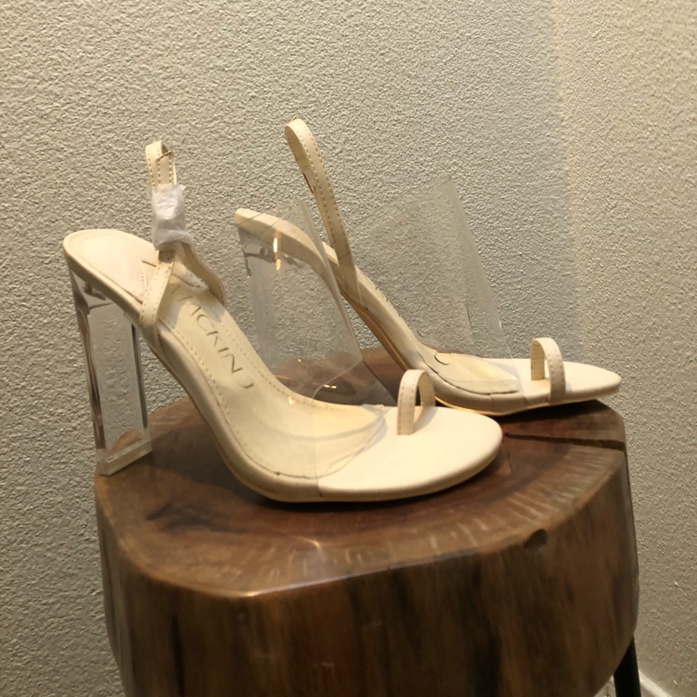 Cream & Translucent pvc high heels